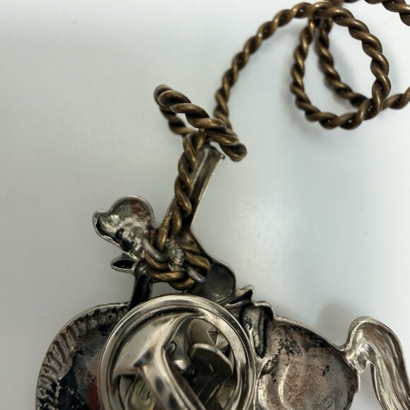 Cowboy on Bucking Bronco Horse in Horseshoe Pin Mix Materials Rare - Picture 5 of 7